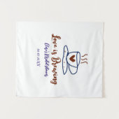 Liebe ist braun blaues Brautparty hinzufügen Namen Wandteppich (Vorderseite (Horizontal))