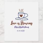 Liebe ist braun blaues Brautparty hinzufügen Namen Weinetikett (Einzelnes Label)