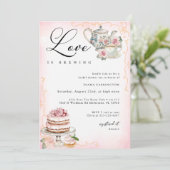 Liebe ist Brautparty brauen - Vintages Tee Party Einladung (Stehend Vorderseite)