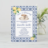 Liebe ist Brautparty Brechen Kaffee Mittelmeer Einladung (Stehend Vorderseite)