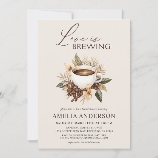 Liebe ist Break Coffee Latte Boho Brautparty Einladung (Vorderseite)