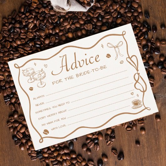 Liebe ist Brechen Coffee Brautparty Advice Card Einladung