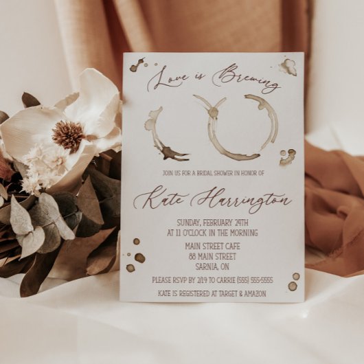 Liebe ist Brechen, Kaffee, Stains, Brautparty Einladung