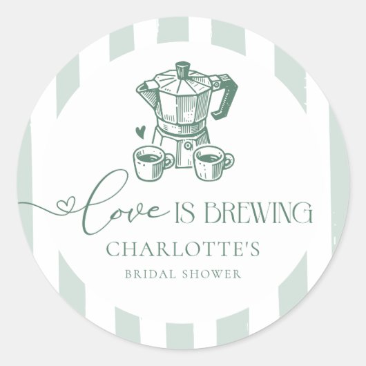 Liebe ist Brechen Modernes Kaffee Brautparty Runder Aufkleber (Vorderseite)