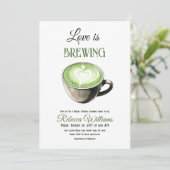 Liebe ist Breing Coffee Theme Matcha Brautparty Einladung (Stehend Vorderseite)