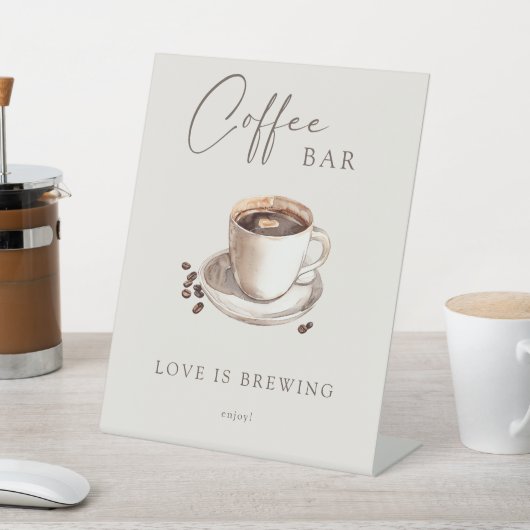 Liebe ist Brewing Coffee Bar Pedestal Zeichen Sockelschild (In SItu)
