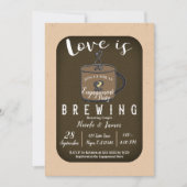 LIEBE IST BREWING Coffee Café Engagement Party Einladung (Vorderseite)