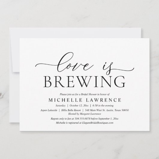 Liebe ist Brewing, Elegantes Brautparty Party Invi Einladung (Vorderseite)