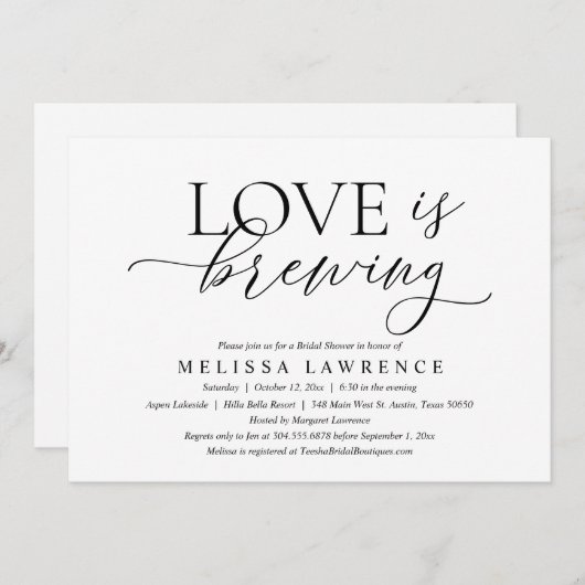 Liebe ist Brewing Modern Elegantes Brautparty Part Einladung (Vorne/Hinten)