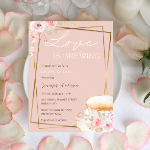 Liebe ist Brewing Tee Garden Party Brautparty Einladung