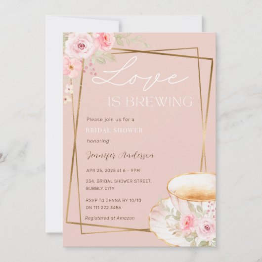 Liebe ist Brewing Tee Garden Party Brautparty Einladung (Vorderseite)