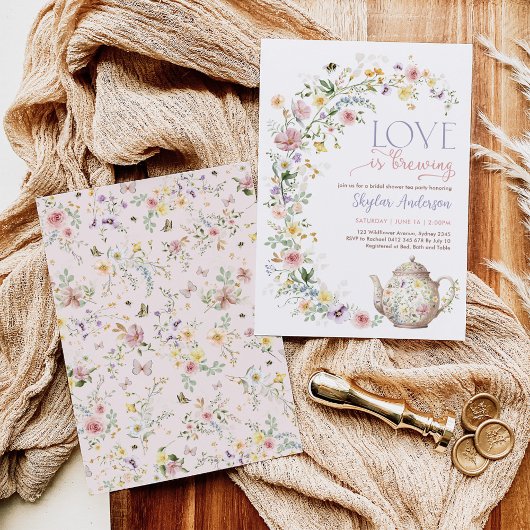 Liebe ist Brewing Wildblume Brautparty Tee Party Einladung