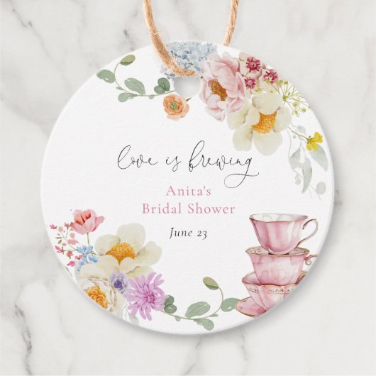 Liebe ist Brewing Wildblume Tee Brautparty Geschenkanhänger (Vorderseite)