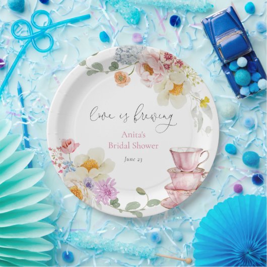 Liebe ist Brewing Wildblume Tee Brautparty Pappteller (Party)