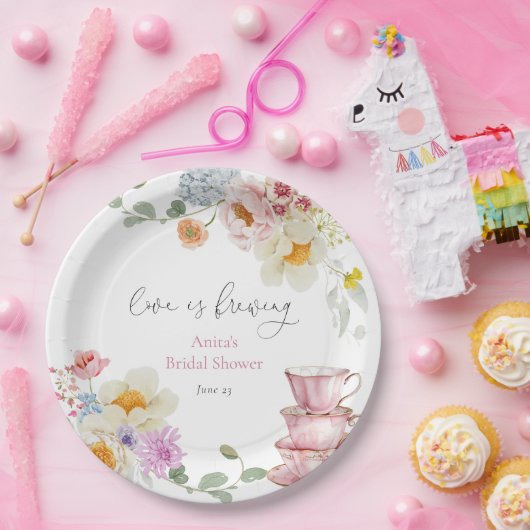 Liebe ist Brewing Wildblume Tee Brautparty Pappteller (Party)