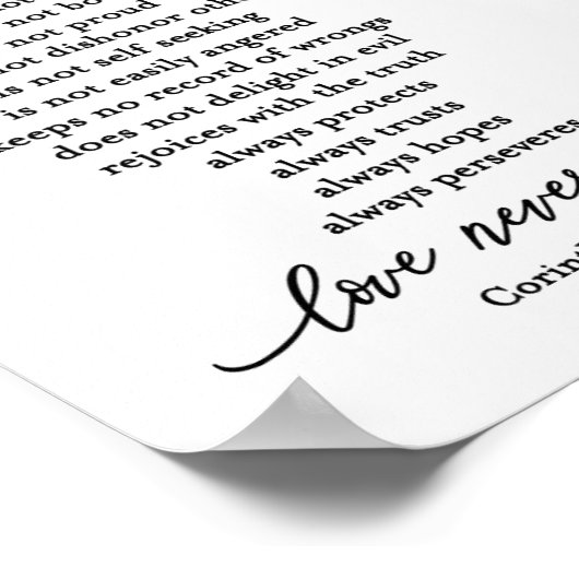 Liebe ist Corinthians Scripture Verse Couple's Poster (Ecke)