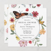 Liebe ist das blühende Brautparty der Wildblume Einladung (Vorne/Hinten)