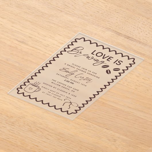 Liebe ist das Breaking Coffee Theme Brautparty Acryleinladungen (Ablage )