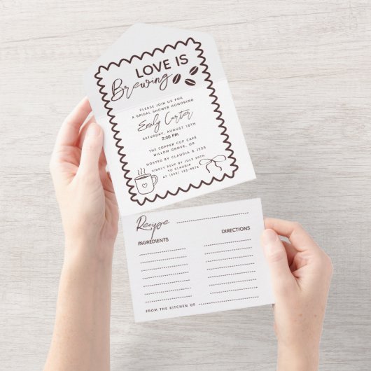 Liebe ist das Breaking Coffee Theme Brautparty All In One Einladung (Abreißtisch)