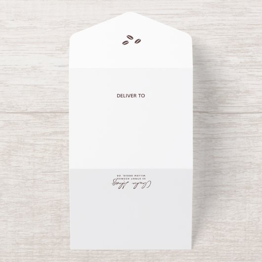 Liebe ist das Breaking Coffee Theme Brautparty All-in-One-Einladung (Außenseite)