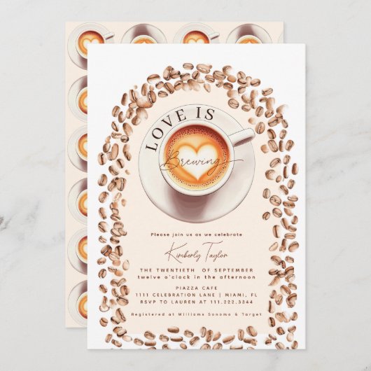 Liebe ist das Brechen Coffee Cup Herz-Brautparty Einladung (Vorne/Hinten)