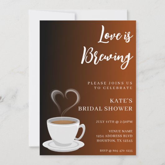 Liebe ist das Brechen Terracotta & Black Brautpart Einladung (Vorderseite)