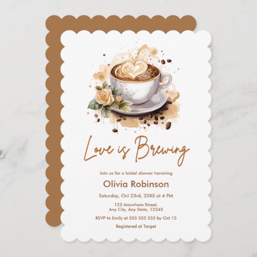Liebe ist das Brechen von Blumenbrown-Kaffee-Braut Einladung (Vorne/Hinten)