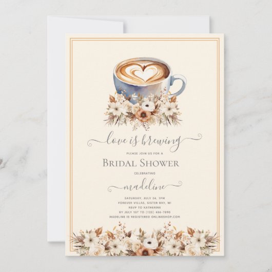 Liebe ist das Brechen von Blumenkaffee Brautparty Einladung (Vorderseite)