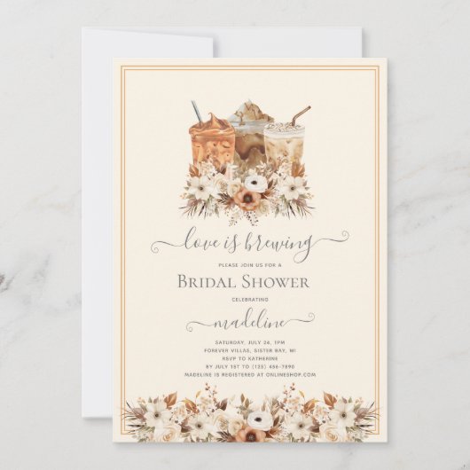 Liebe ist das Brechen von Blumenkaffee-Brautparty Einladung (Vorderseite)