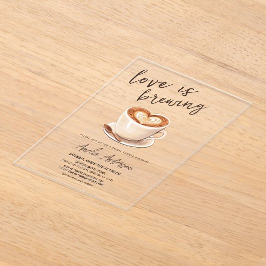 Liebe ist das Brechen von Kaffee Brautparty Acryleinladungen (Ablage )