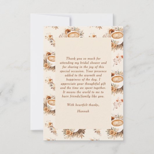 Liebe ist das Brechen von Kaffee Brautparty Dankeskarte (Rückseite)