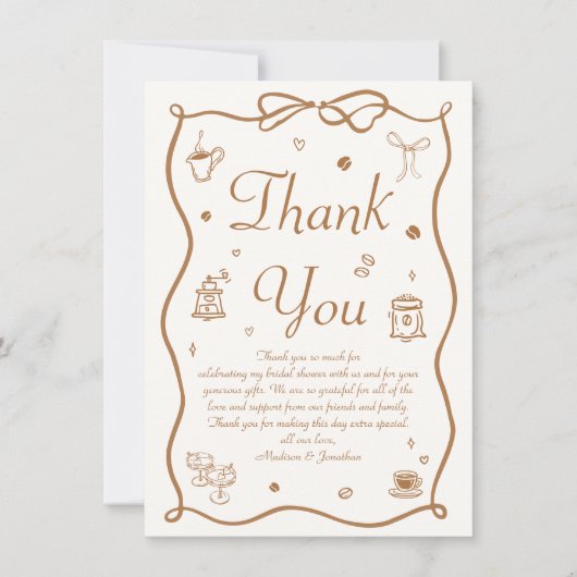 Liebe ist das Brechen von Kaffee Brautparty Dankeskarte (Vorderseite)