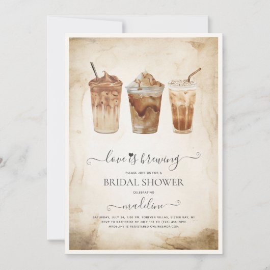 Liebe ist das Brechen von Kaffee Brautparty Einladung (Vorderseite)