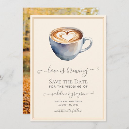 Liebe ist das Brechen von Kaffee Foto Save The Date (Vorne/Hinten)