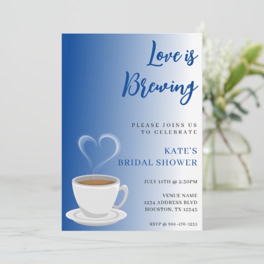 Liebe ist das Brechen von weißem und blauem Brautp Einladung (Stehend Vorderseite)