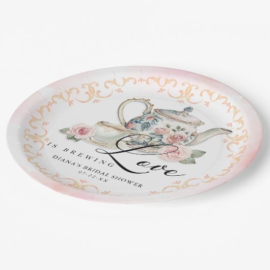 Liebe ist das Brennen von Brautparty Papierplatte Pappteller (Schrägansicht)