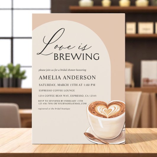 Liebe ist das Brewing Arch Coffee Brautparty Einladung