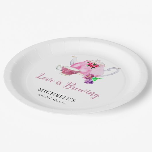 Liebe ist das Brewing Brautparty Tee Party Pappteller (Schrägansicht)