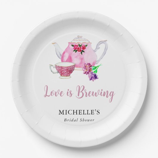 Liebe ist das Brewing Brautparty Tee Party Pappteller (Vorderseite)