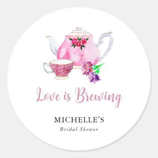 Liebe ist das Brewing Brautparty Tee Party Runder Aufkleber (Vorderseite)