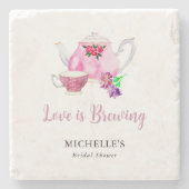 Liebe ist das Brewing Brautparty Tee Party Steinuntersetzer (Vorderseite)