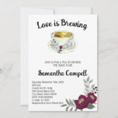 Liebe ist das Brewing Floral Marsala Tea Brautpart Einladung (Vorderseite)
