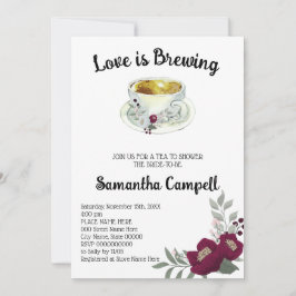Liebe ist das Brewing Floral Marsala Tea Brautpart Einladung