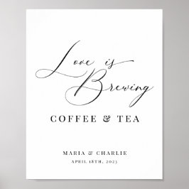 Liebe ist das Brewing Modern Black Wedding Coffee Poster