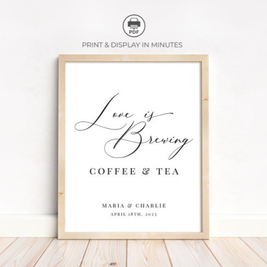 Liebe ist das Brewing Modern Black Wedding Coffee  Poster