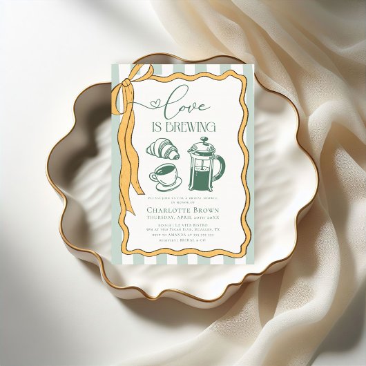 Liebe ist das Brewing Scribble Coffee Brautparty Einladung