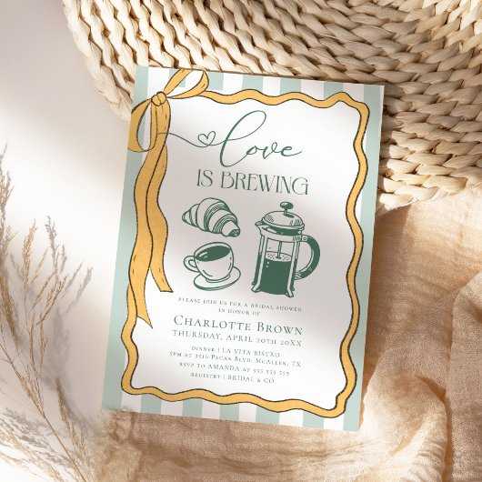 Liebe ist das Brewing Scribble Coffee Brautparty Einladung