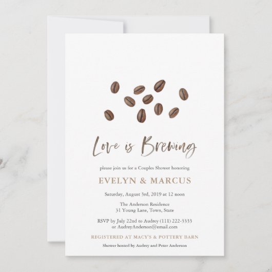 Liebe ist das Brewing Sophisticous Coffee Brautpar Einladung (Vorderseite)