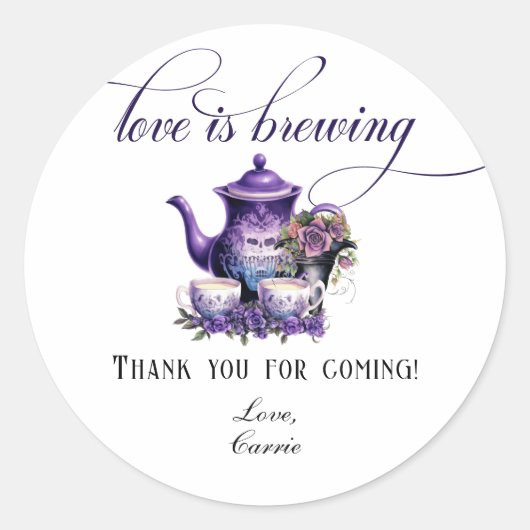 Liebe ist das Brewing Tea Party Gothic Brautparty Runder Aufkleber (Vorderseite)
