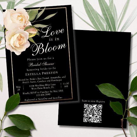 Liebe ist das Schwarze Brautparty von Bloom White Einladung